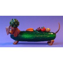 Hot Diggity Dogs Veggie Weiner Dachshund Dog Statue