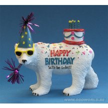 Happy Birthday Polar Bear Figure Statue