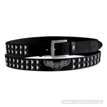 New Rock Black Studded Belt Logo Wings 